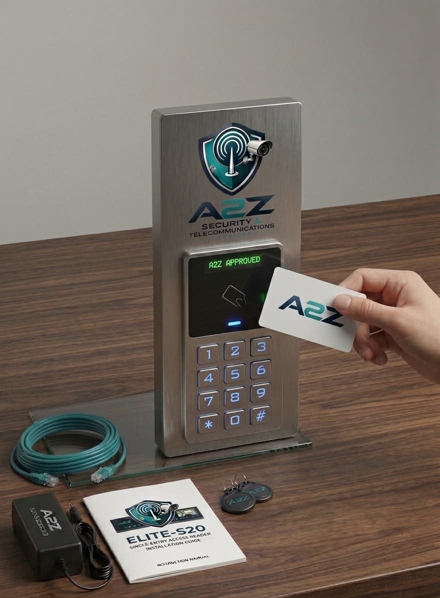Wall-mounted electronic access reader for controlled door entry