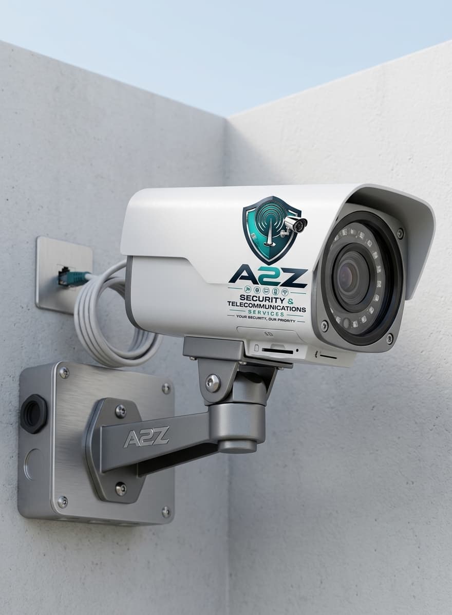 White bullet-style CCTV camera with adjustable mounting arm